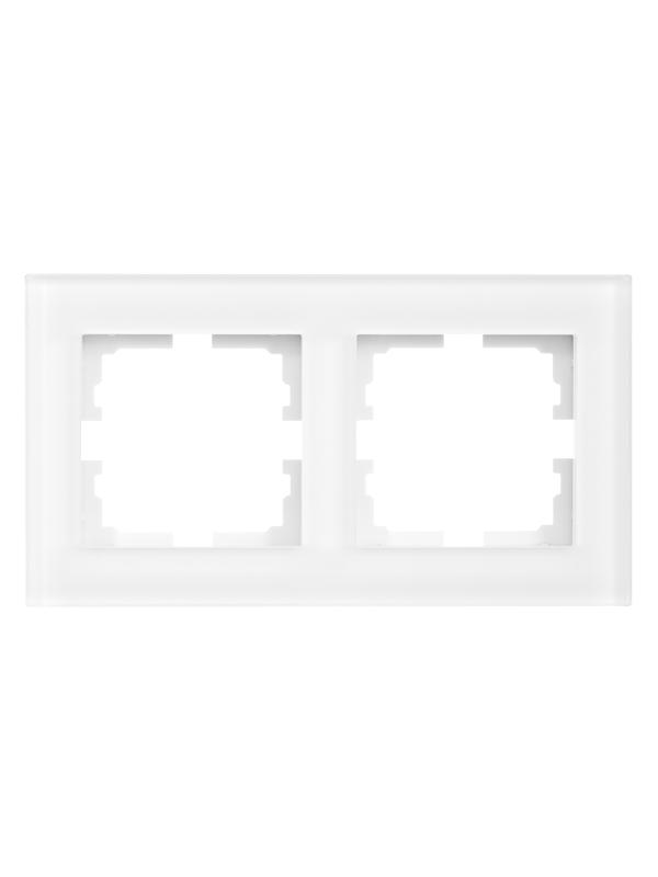 Рамка 2-местн. гориз. VESNA стекло бел. матов. LEZARD 742-5380-147