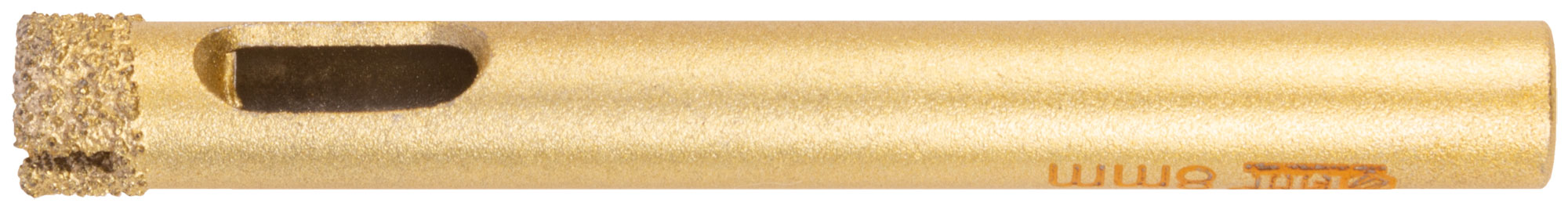 Коронка кольцевая по керамограниту, камню, кафелю и стеклу алмазная, вакуумное спекание  8х65 мм