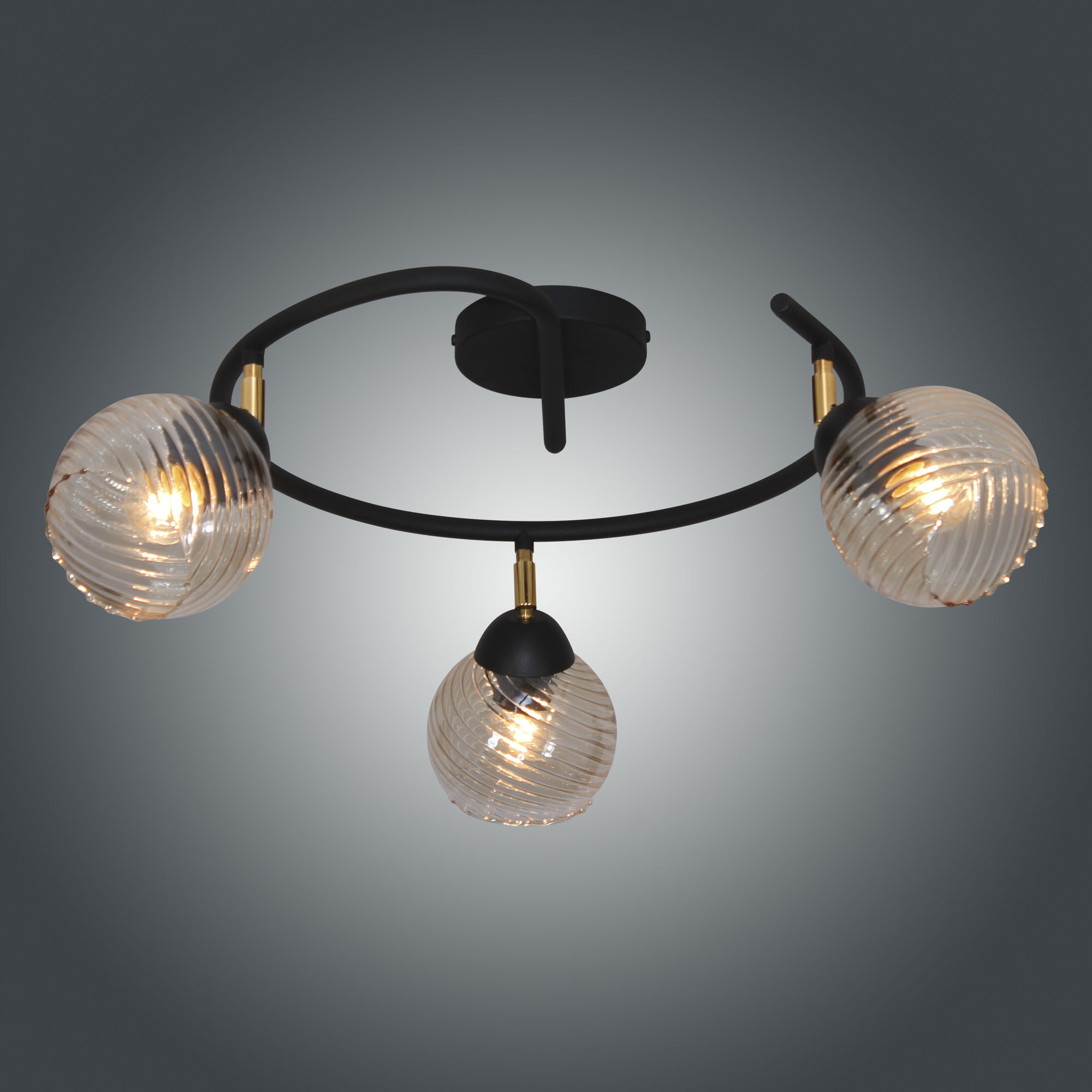 Светильник Кристаль 131 черн. муар (плафон 8633) НПБ 01-3х60-224 Е27  потолочный