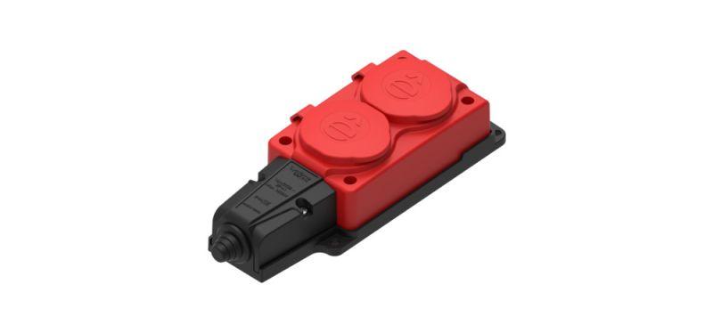Колодка удлинителя 2-м 16А IP44 MultiSet 2P+E 250В каучук красн. SE MST4122RD
