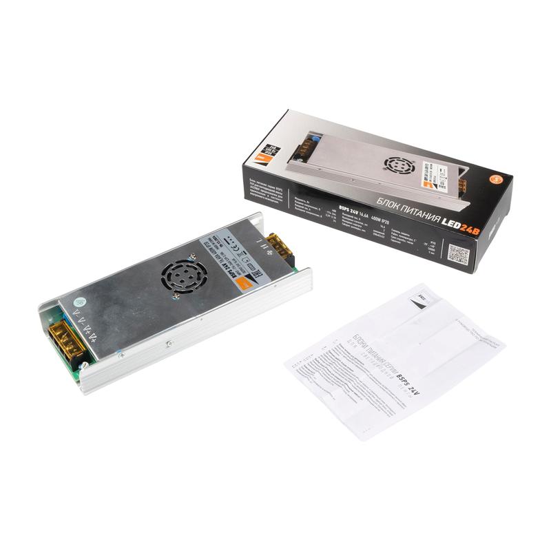 Блок питания для светодиодной ленты BSPS 24В 16.6А 400Вт IP20 метал. Pro+ JazzWay 5046153
