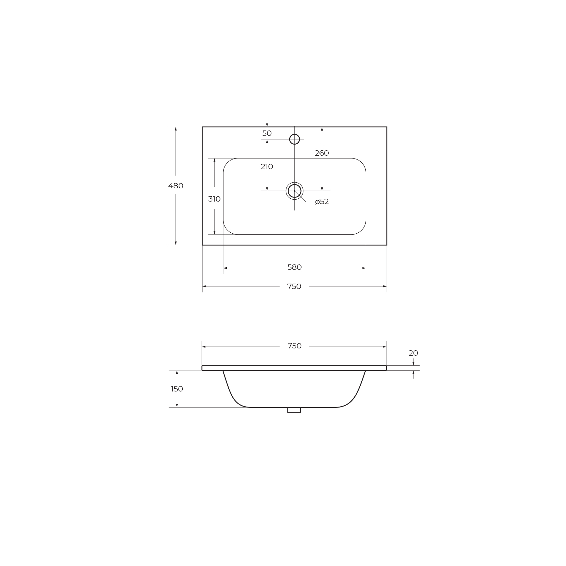 Раковина из искусственного мрамора CEZARES CZR-750/480-LV-MR-ECO