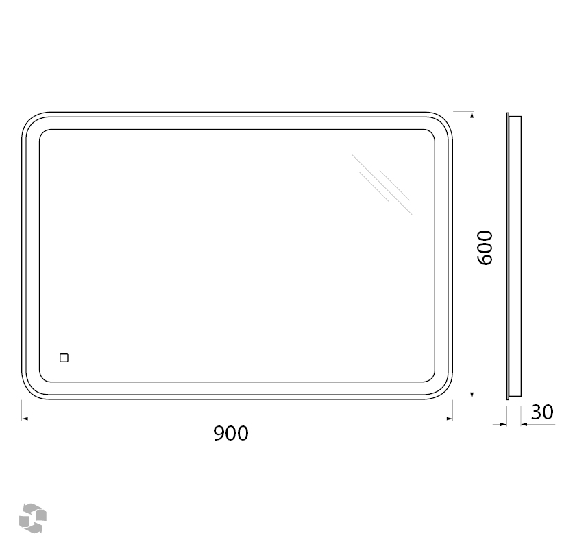 Зеркало BelBagno SPC-MAR-900-600-LED-TCH