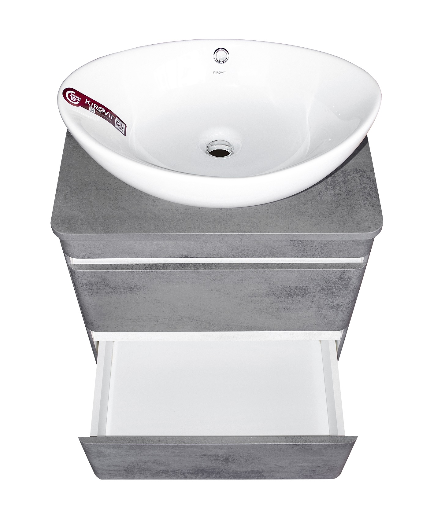 Тумба подвесная "Атлантика 60", Люкс бетон темный, (2 ящ.), со столешницей МДФ, PLUS