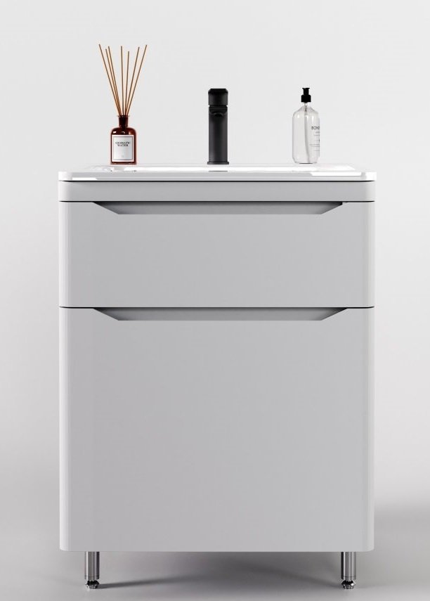 Тумба напольная "Марелла 70" (2 ящ.) Люкс антискрейтч белый матовый, PLUS