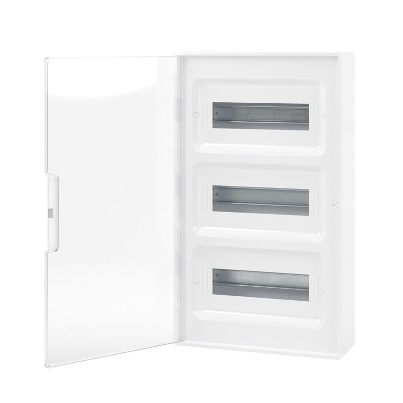 Щиток настенный 36мод. FRAME с прозр. дверцей с 4 шинами PEN (2шт на 8 отверст. и 2шт на 10 отверст.) бел. DKC F36W1WT