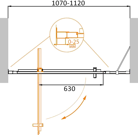 Душевая дверь CEZARES MOLVENO-BA-11-90+20-C-Cr-IV