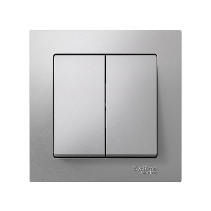 Выключатель 2-кл. AtlasDesign (сх. 5) 10AX быстрозажим. клем. в сборе алюм. SE ATN000352S