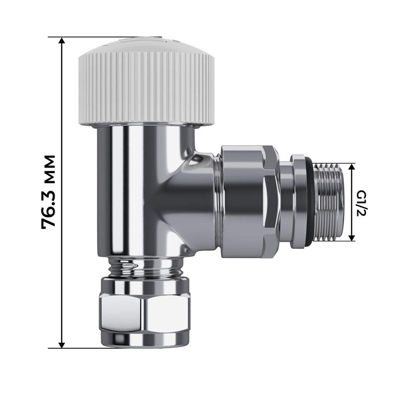 Набор термостатический угловой Design Pro 15мм М30х1.5 хром Royal Thermo НС-1646649