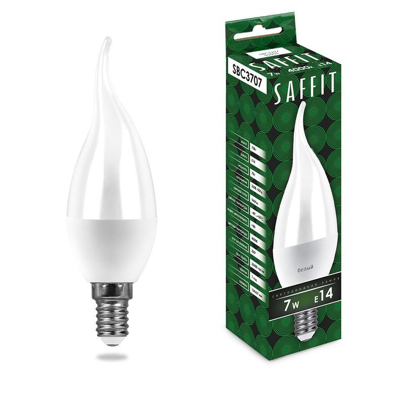 Лампа светодиодная 7Вт 230В E14 4000К на ветру C37T SBC3707 SAFFIT 55055