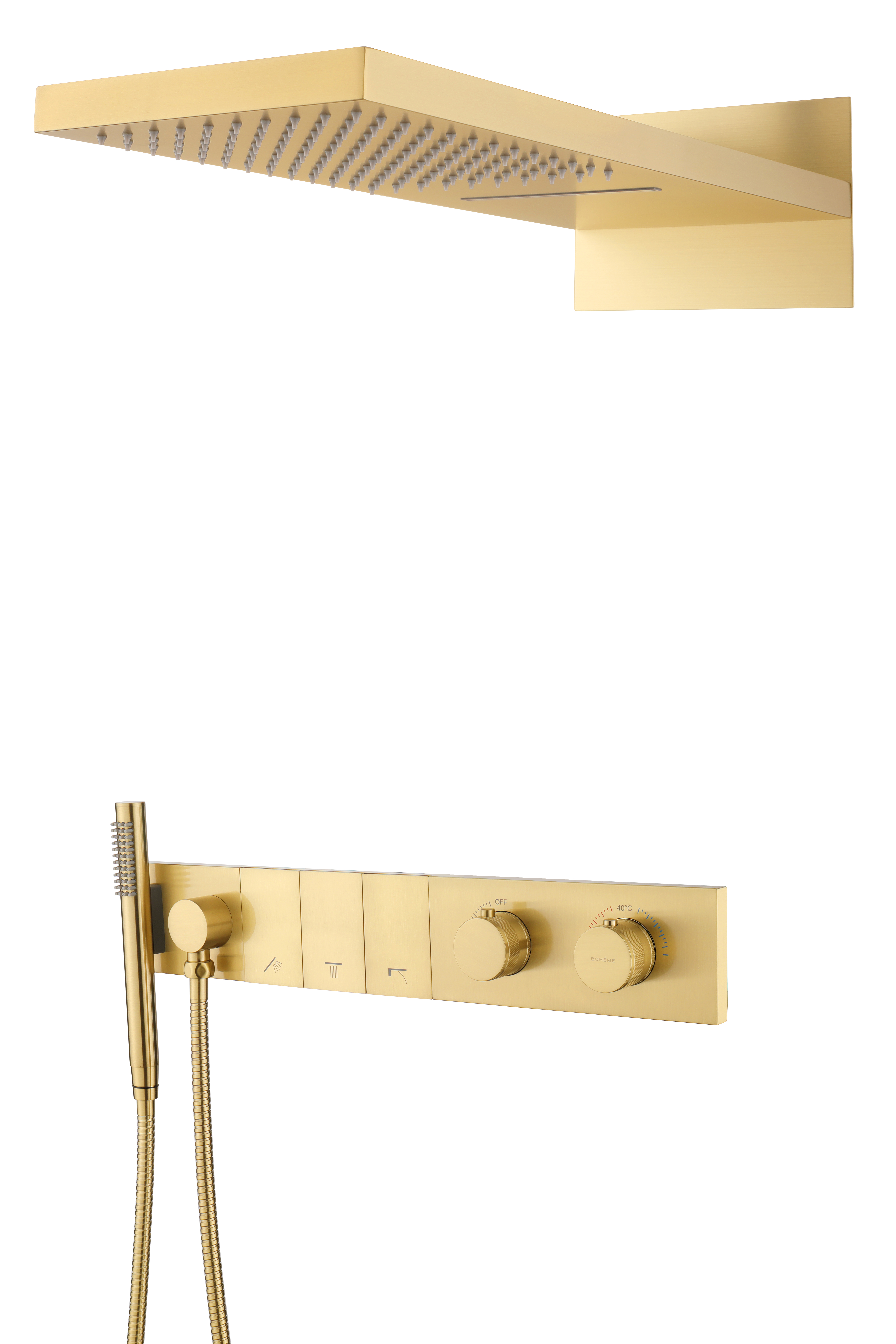 Встроенная душевая система  ZODIAC с термостатом, трехпозиционная SHINE GUN METAL