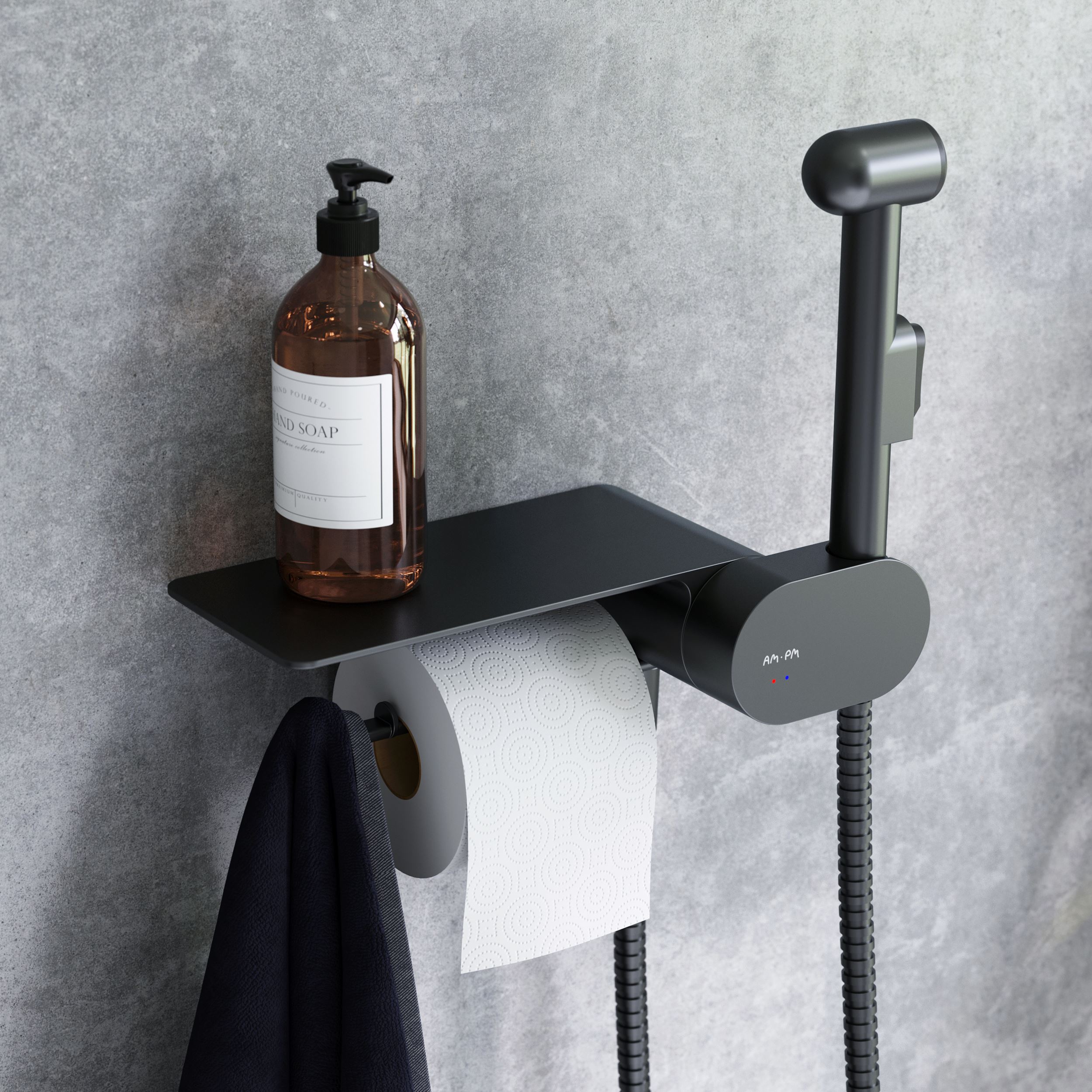 Гигиенический набор F0202622 Like со смесителем для душа с полкой, держателем туалетной бумаги, гиг