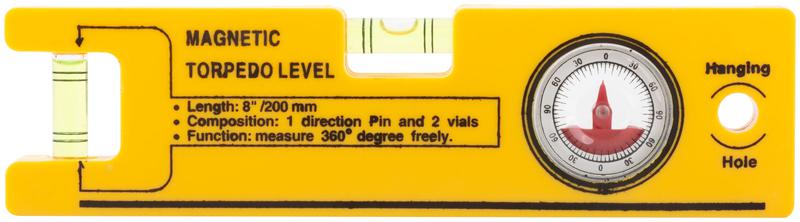 Уровень "мини" пластик. с угломером 200мм FIT 18603