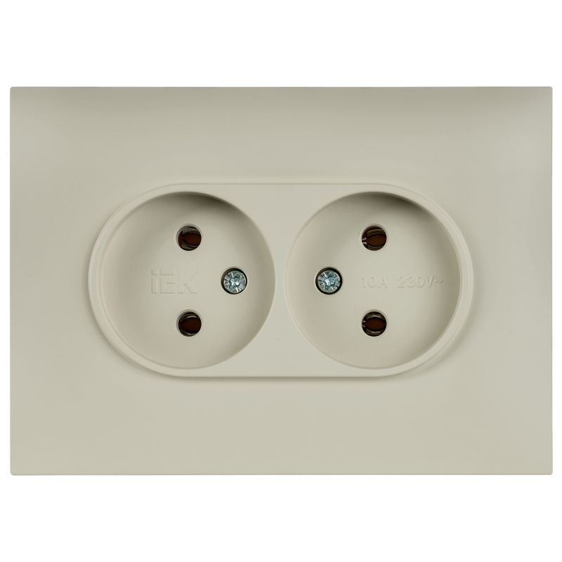 Розетка 2-м SKANDY 10А без заземл. без защ. шторок в сборе SK-R10B беж. IEK SK-R20-10-K10-F
