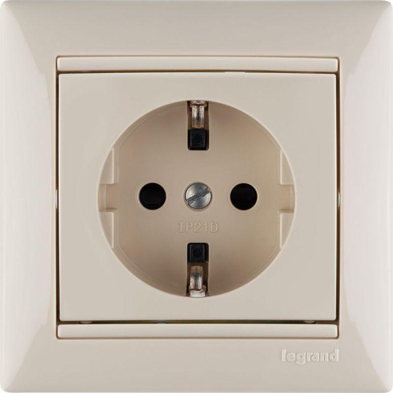 Розетка 1-м СП Valena 16А IP21 230/250В 2P+E с заземл. защ. шторки на винтах механизм сл. кость IEK 774321