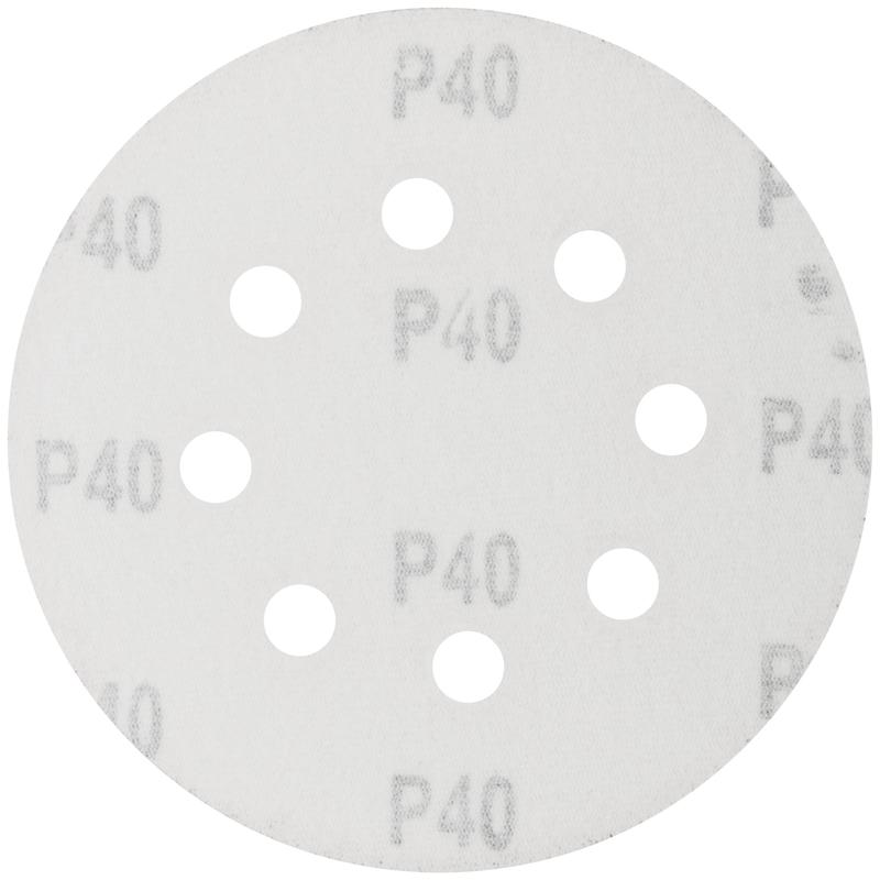 Круг шлифовальный с отверстиями (липучка) 125мм Р 40 алюм./оксидные (уп.5шт) КУРС 39782