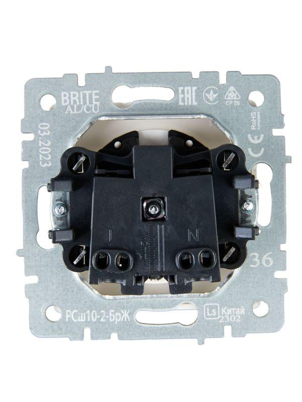 Розетка СП BRITE РСш10-2-БрЖ 10А без заземл. защ. шторки механизм жемчуж. IEK BR-R13-10-K36