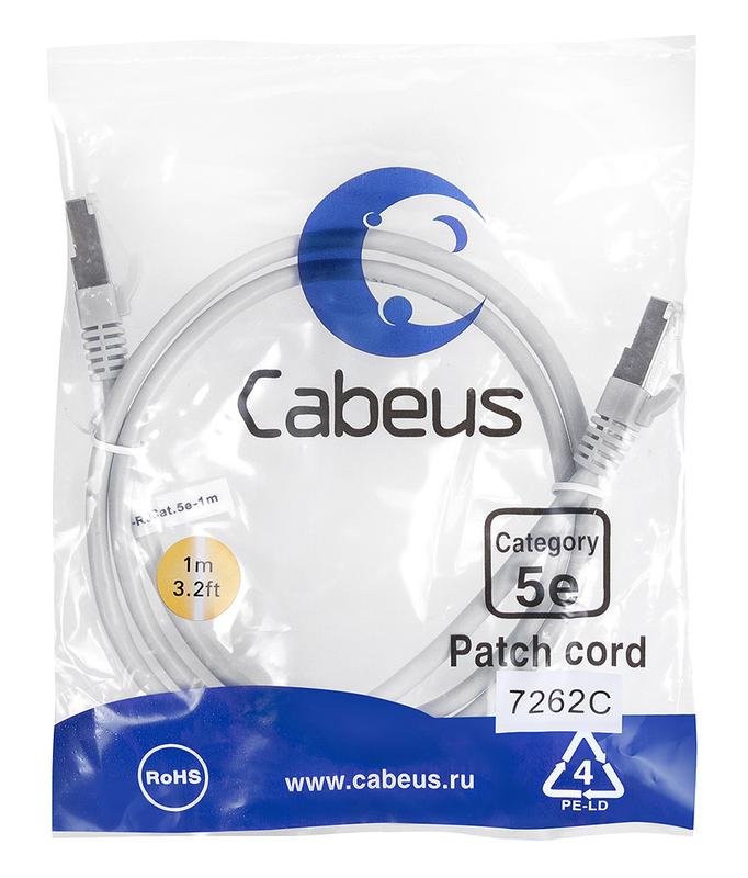 Патч-корд F/UTP кат.5E PC-FTP-RJ45-Cat.5e-1m 2xRJ45/8p8c экранир. PVC 1м сер. Cabeus 7262c