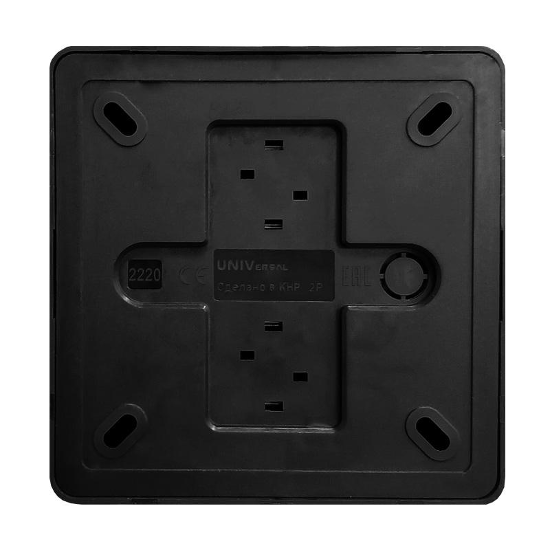 Розетка 4-м ОП Олимп 16А IP20 квадрат без заземл. черн. Universal 2220