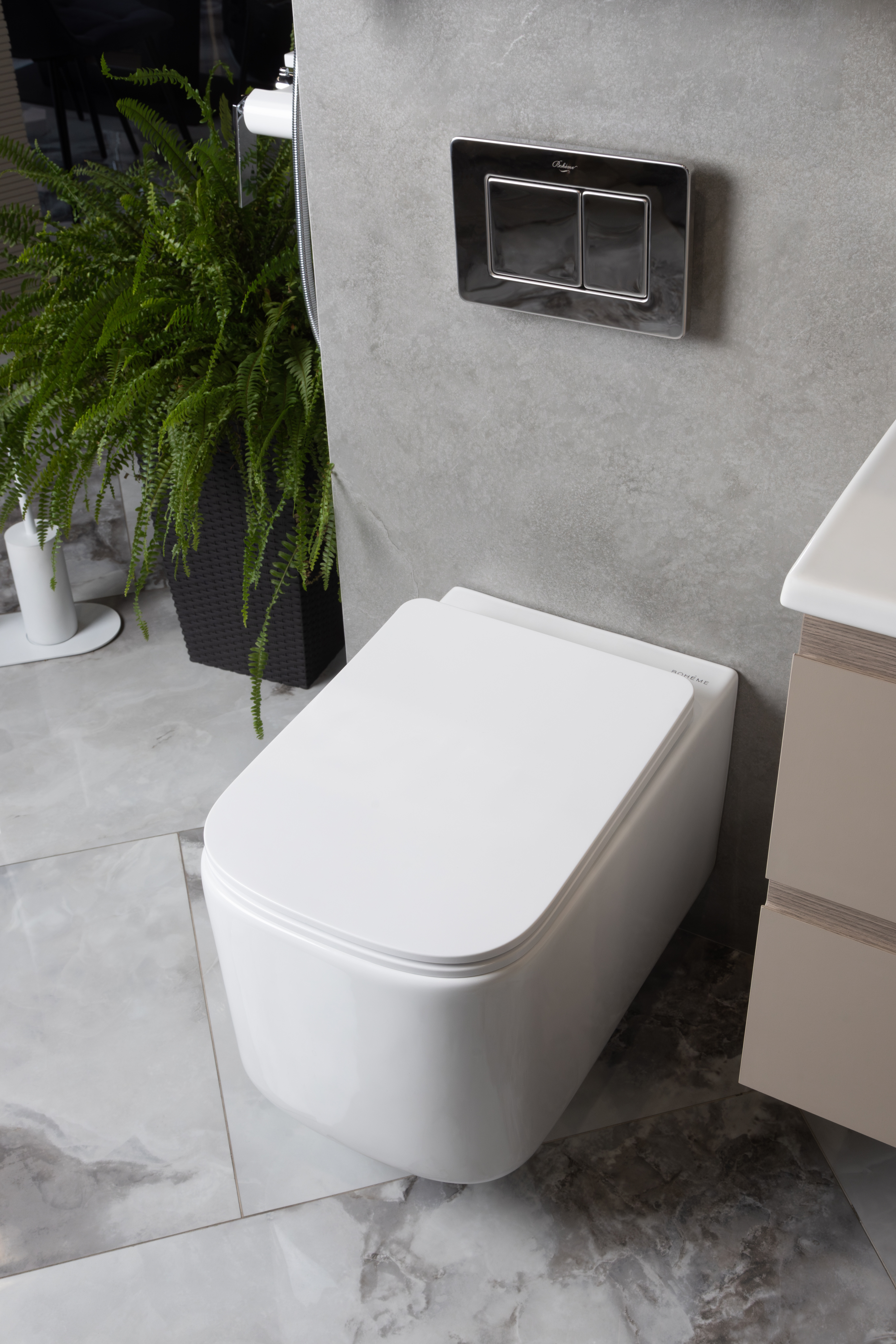 Унитаз подвесной с функцией биде, Mane Белый глянец c крышкой