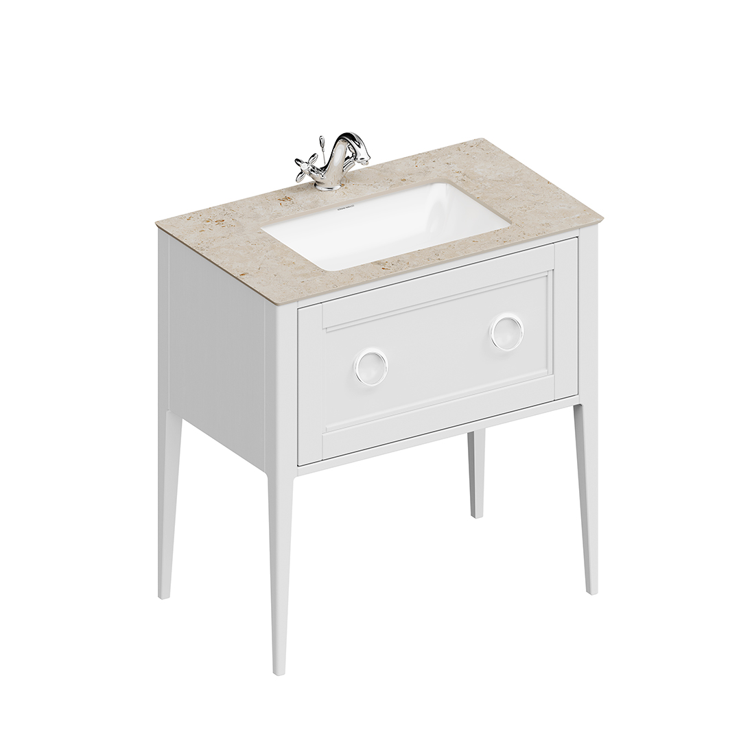 Тумба PLAZA Classic NEO напольная с ящиком 80, белая матовая