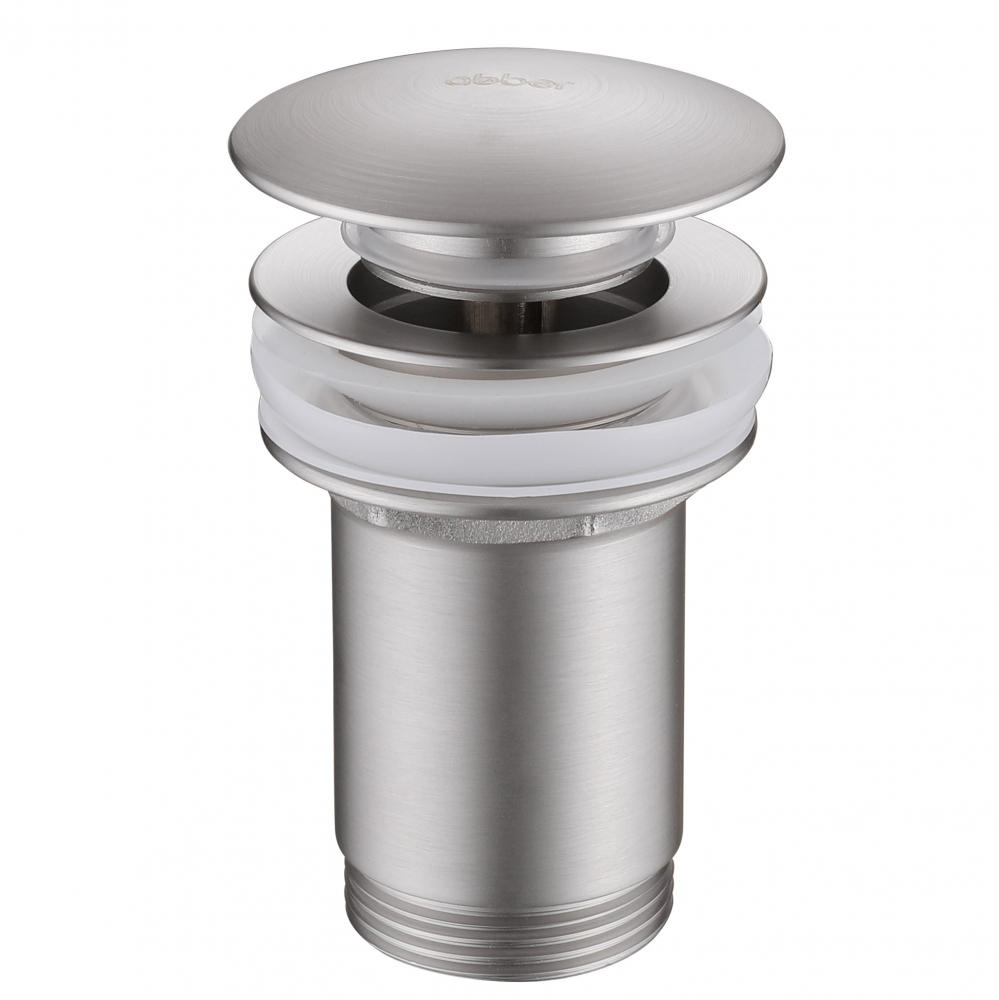 Донный клапан ABBER AF0010SP с переливом, клик-клак, сатин