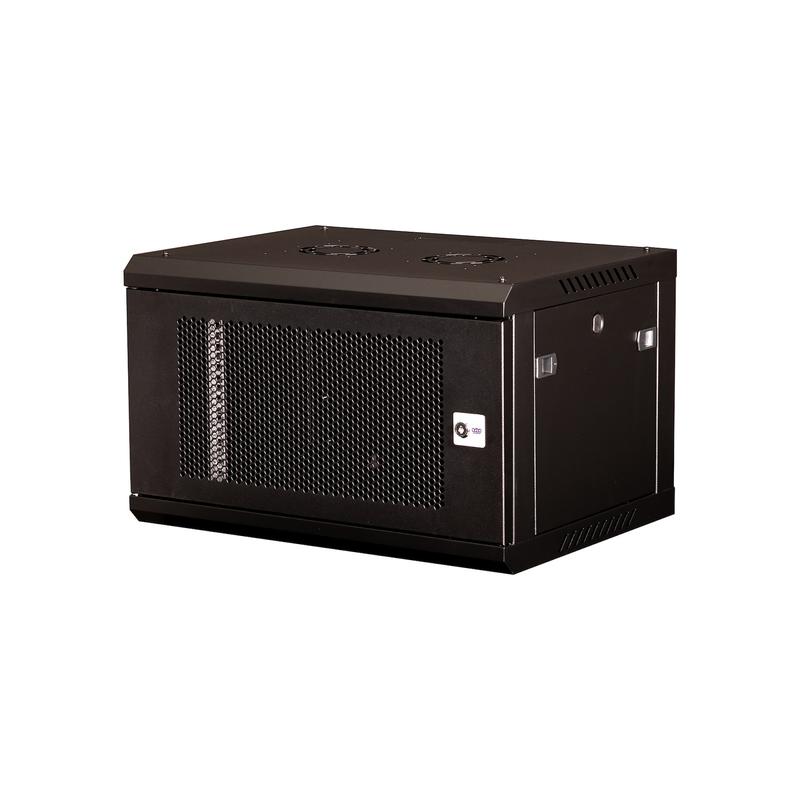 Шкаф телекоммуникационный настен. 19дюйм 6U 368х600х450мм дверь перфорация черн. Datarex DR-651001