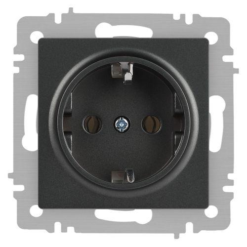 Розетка 1-м СП Accent 6-202-07 16А IP20 250В 2P+E Schuko графит Intro Б0063697