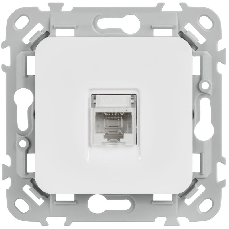 Розетка компьютерная СП FLITE РК6-1-0-ФлБ RJ45 кат.6 UTP механизм бел. IEK FI-K12-2-K01