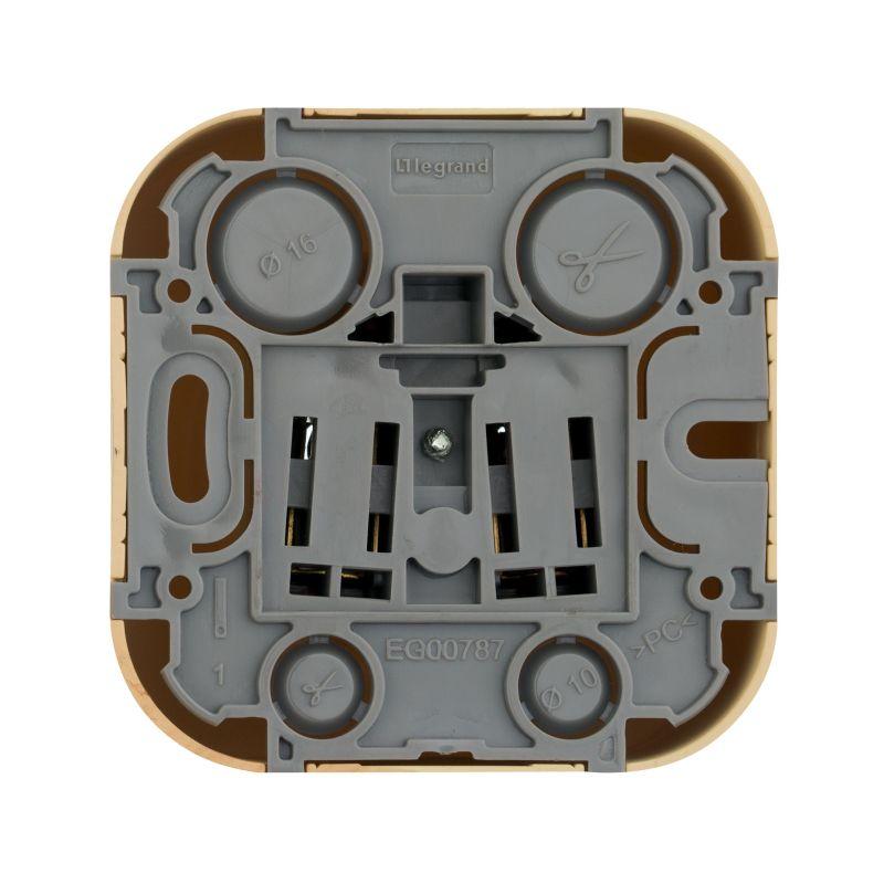 Розетка 1-м ОП Quteo 16А IP20 2P без заземл. без защ. шторок дерево IEK 782270