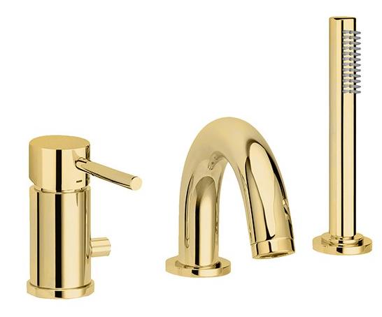 Смеситель на борт ванны на 3 отв Paffoni LIGHT LIG047HG Золото медовое