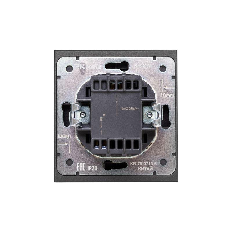 Выключатель 1-кл. СП STRONG MIELE 10А с подсветкой графит Kranz KR-78-0713-6