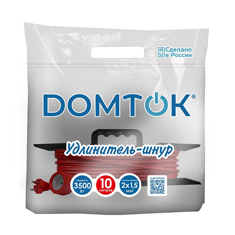 Удлинитель-шнур на рамке 1х10м без заземл. 16А IP20 3.5кВт ПВС 2х1.5 DOMTOK 2402