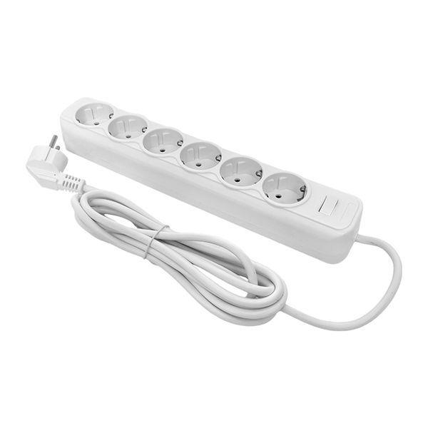 Удлинитель с сетевым фильтром 6х3м с заземл. 10А IP20 Блокбастер 2.2кВт ПВС 3х0.75 с выкл. PROxima EKF UFP10-375-6-03