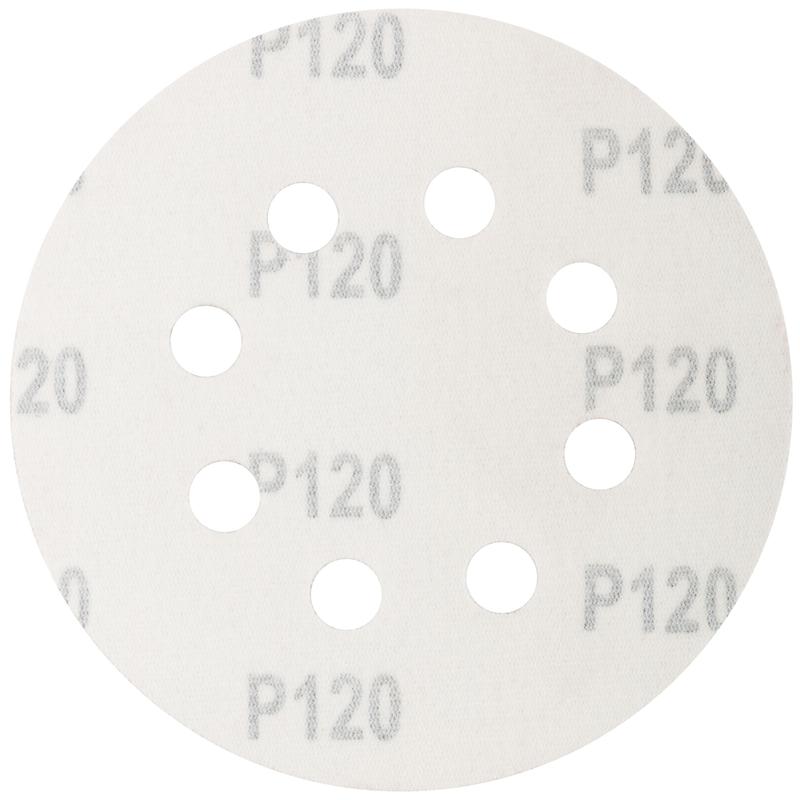 Круг шлифовальные с отверстиями (липучка) алюминий-оксидные 125мм Р 120 (уп.5шт) MOS 39836М