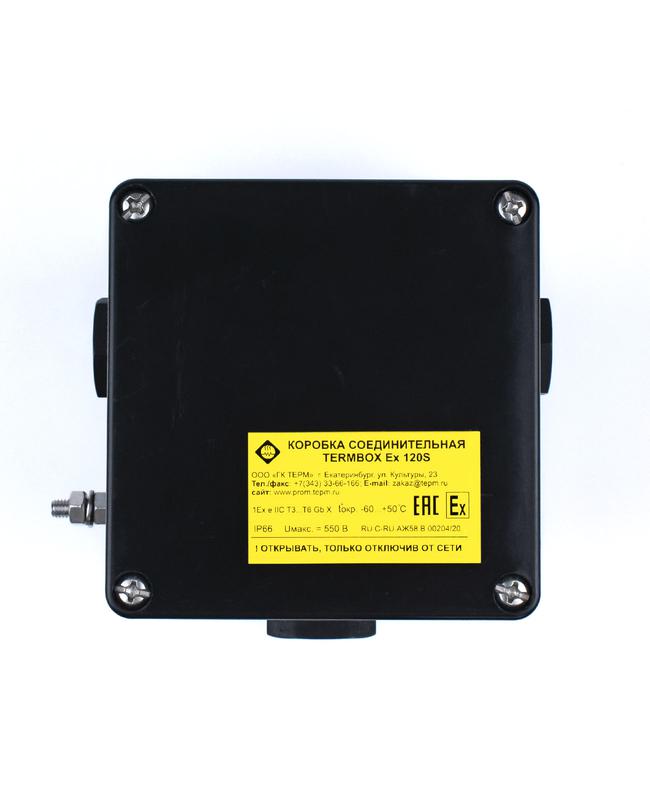 Коробка соединительная предназначена для выводов датчиков температуры с кабелями систем управления и контроля соед. и разветвления EXTHERM TERMBOX Ex 120S