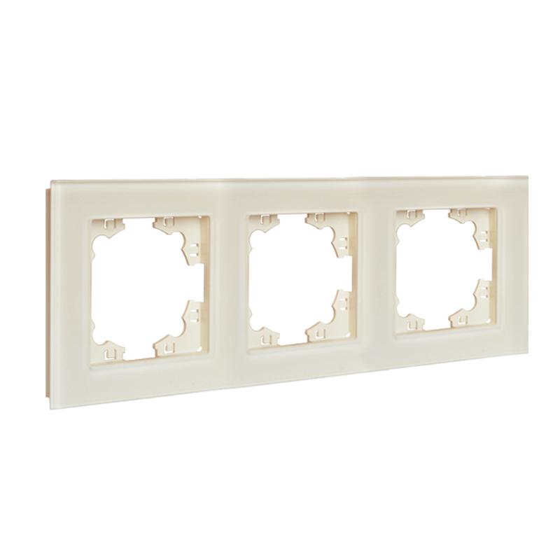 Рамка 3-м Афина стеклянная сл. кость (ivory) UNIVersal 2274
