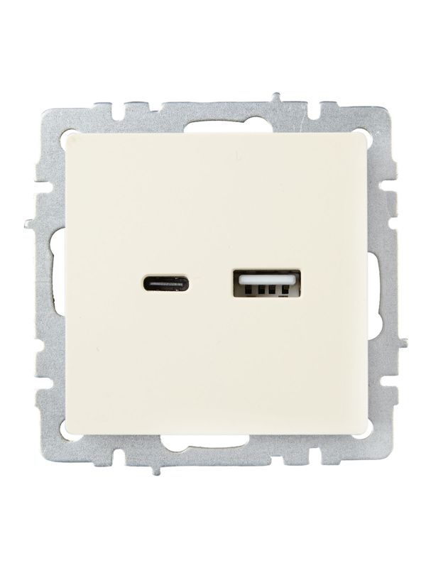 Розетка BRITE USB A+C 18Вт РЮ11-1-БрКр механизм беж. IEK BR-U22-018-K10