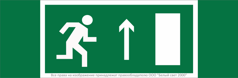 Знак безопасности NPU-3311.E11"Напр. к эвакуационному выходу прямо (прав.)" Белый свет a32674