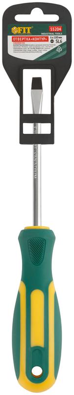 Отвертка "Контур" CrV сталь прорезиненная ручка 6х100мм SL FIT 55204