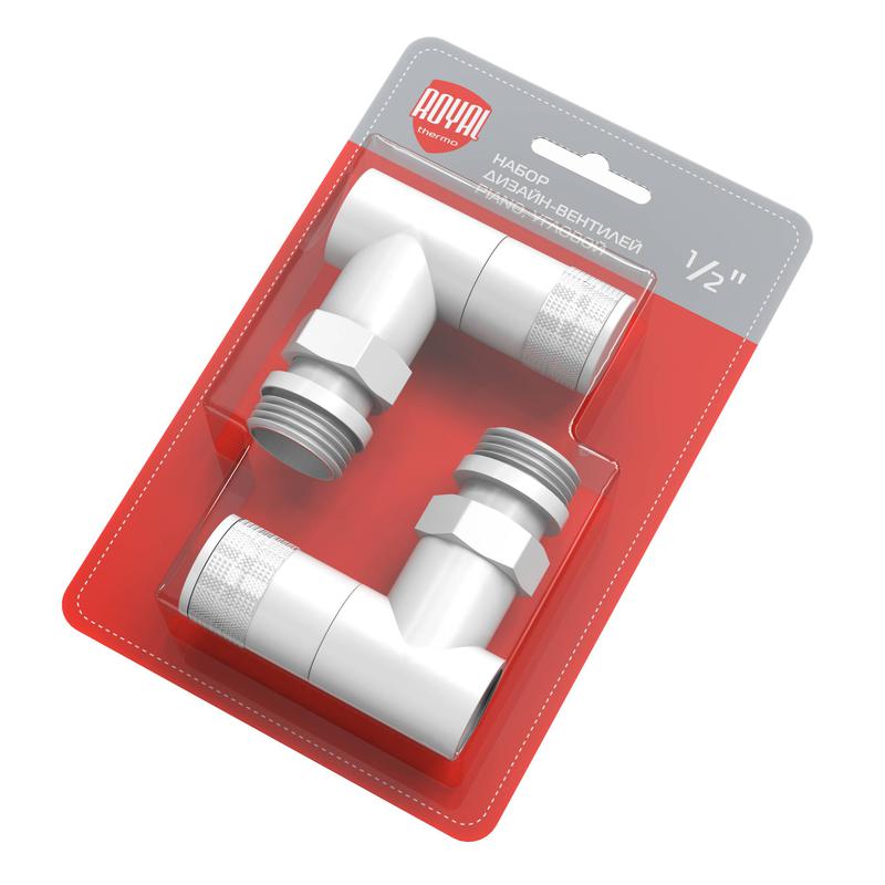 Набор дизайн-вентилей PIANO угловой 1/2дюйм бел. Royal Thermo НС-1422581