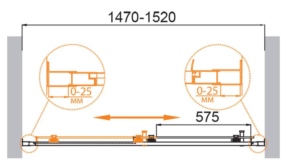 Душевая дверь CEZARES MOLVENO-BF-1-150-C-Cr-IV