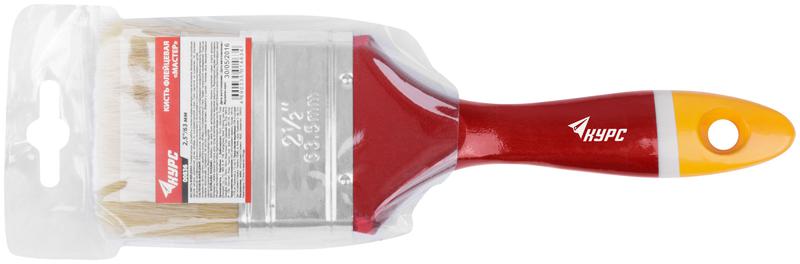 Кисть флейцевая "Мастер" 2.5дюйм (63мм) натур. щетина деревянная ручка КУРС 00836