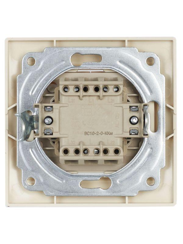 Выключатель 2-кл. СП Кварта 10А IP20 ВС10-2-0-ККм крем. GENERICA EVK20-K33-10-DM