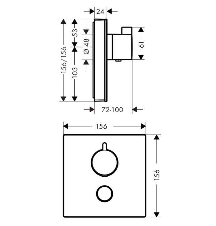 Термостат Hansgrohe ShowerSelect Highflow 15735600 для душа встраиваемый