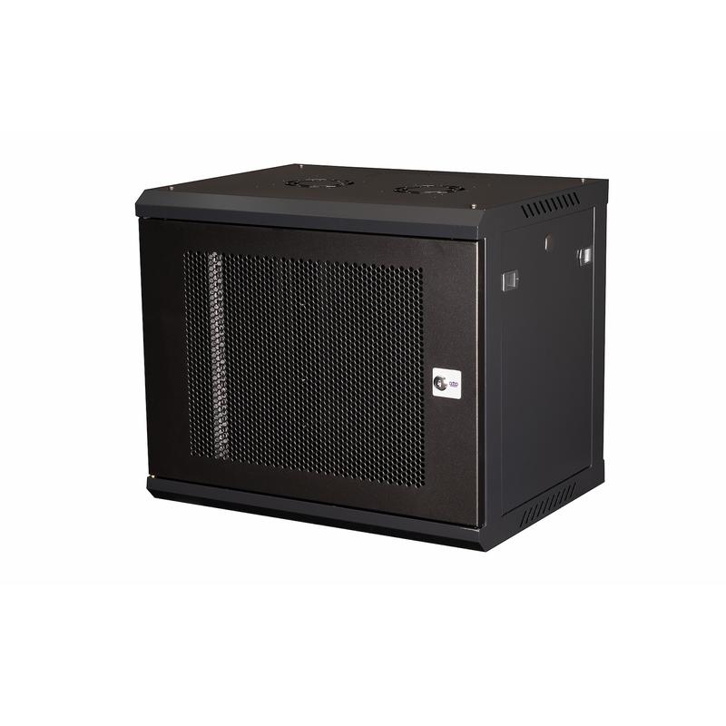 Шкаф телекоммуникационный настен. 19дюйм 9U 501х600х450мм дверь перфорация черн. Datarex DR-652001