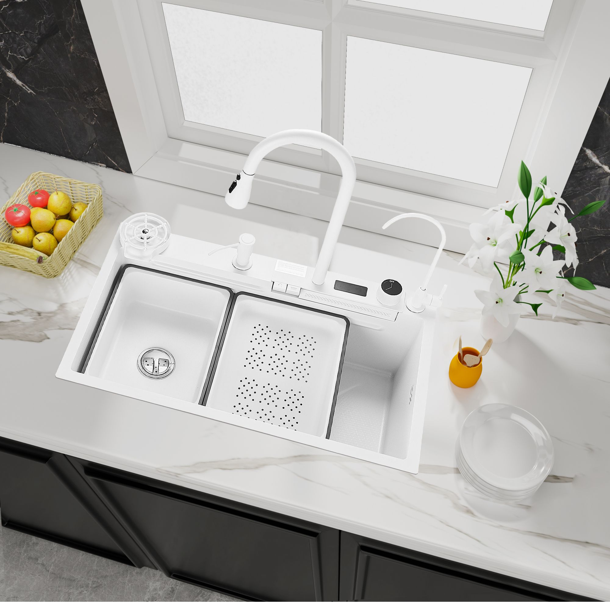 Многофункциональная кухонная мойка Savol S-SC002W, белый