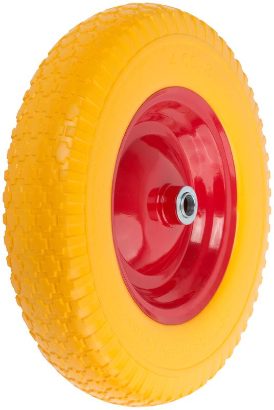 Колесо запасное полиуретановое 380х90х230мм для тачки 77557 (PU 4.80дюйм/4.00дюйм-8дюйм) (посадка ширина 90мм диаметр 20мм) FIT 77587