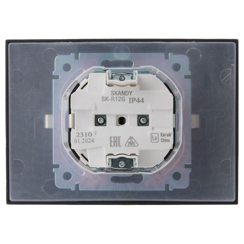 Розетка 2-м SKANDY 16А IP44 с крышкой в сборе SK-R12G графит IEK SK-R26-16-44-K53-F