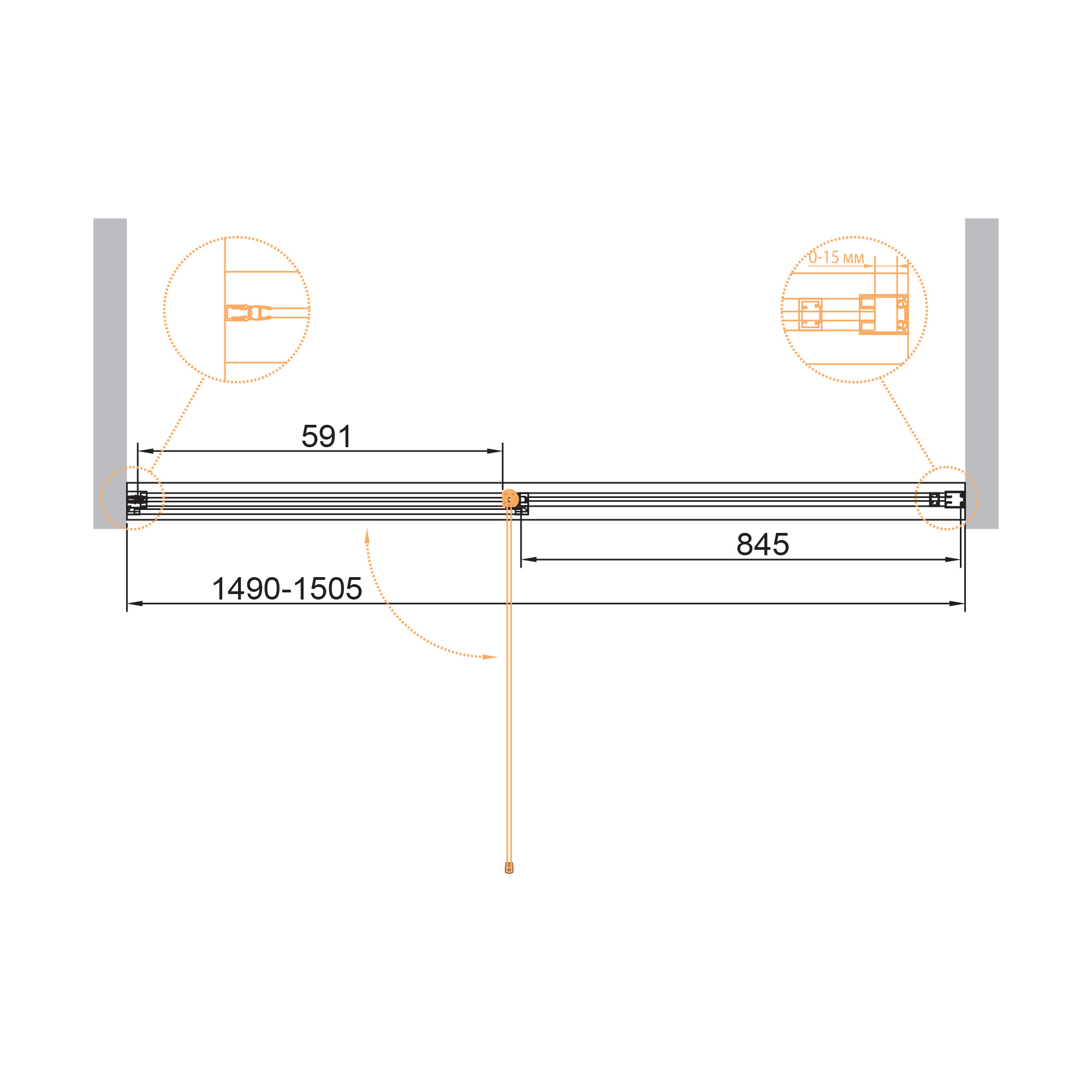 Душевая дверь CEZARES URBAN-B-12-150-C-CR